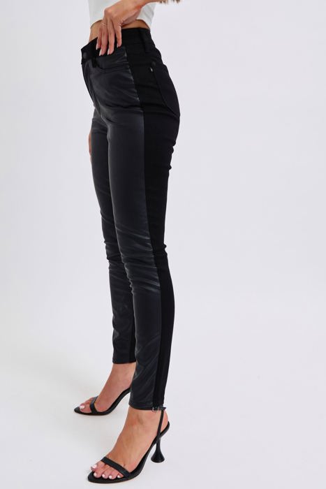 Judy Blue High Waist Faux Leather & Denim Skinny 88810 - Plus