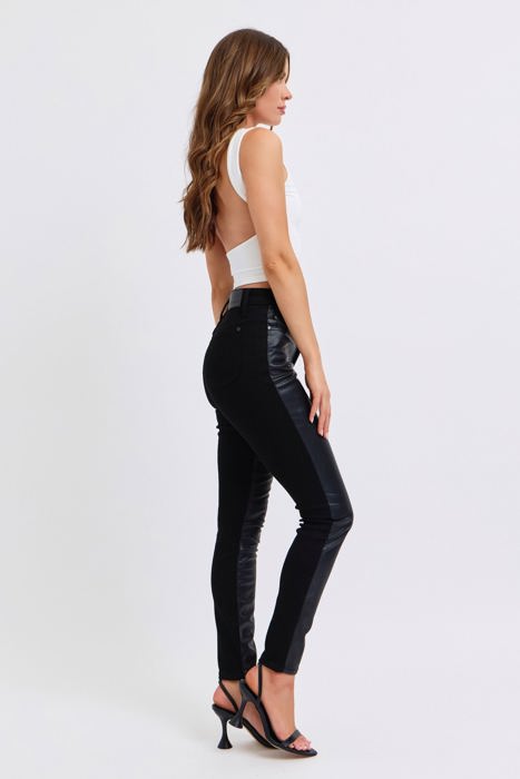 Judy Blue High Waist Faux Leather & Denim Skinny 88810 - Plus