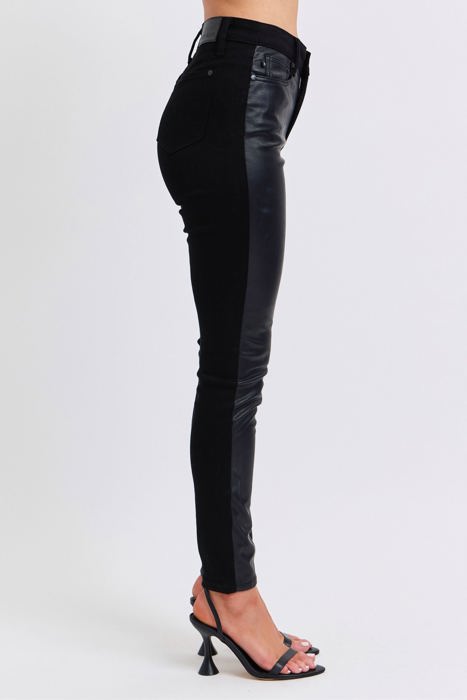 Judy Blue High Waist Faux Leather & Denim Skinny 88810 - Plus