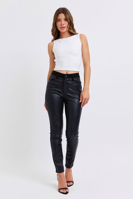 Judy Blue High Waist Faux Leather & Denim Skinny 88810 - Plus