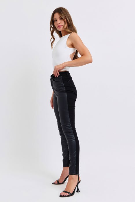 Judy Blue High Waist Faux Leather & Denim Skinny 88810 - Plus