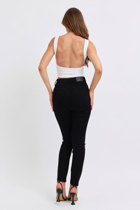 Judy Blue High Waist Faux Leather & Denim Skinny 88810 - Plus