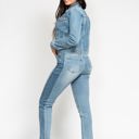  Judy Blue High Waist Vintage Wash Side Panel Detail & Hi Lo Fray Hem Slim Denim 88536 - Plus