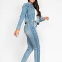  Judy Blue High Waist Vintage Wash Side Panel Detail & Hi Lo Fray Hem Slim Denim 88536 - Plus