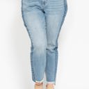  Judy Blue High Waist Vintage Wash Side Panel Detail & Hi Lo Fray Hem Slim Denim 88536 - Plus