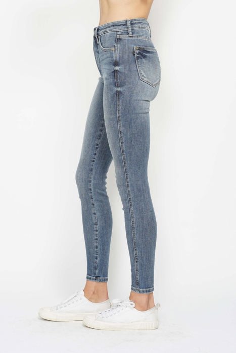 Judy Blue High Waist Tummy Control Contrast Wash Skinny Denim 88767 - Plus