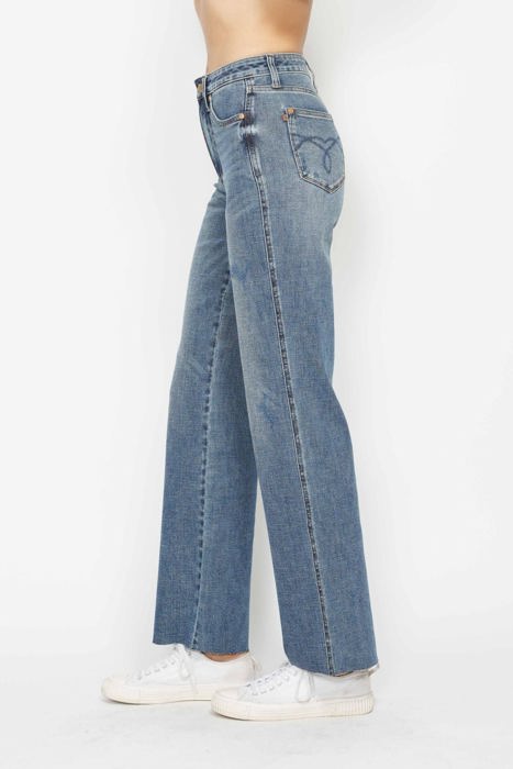 Judy Blue High Waist "Tummy Control" Raw Hem Straight Denim 88848 - Plus
