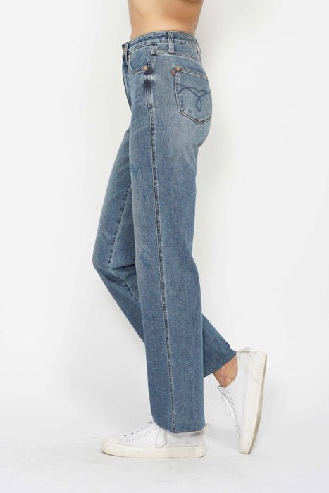 Judy Blue High Waist "Tummy Control" Raw Hem Straight Denim 88848 - Plus