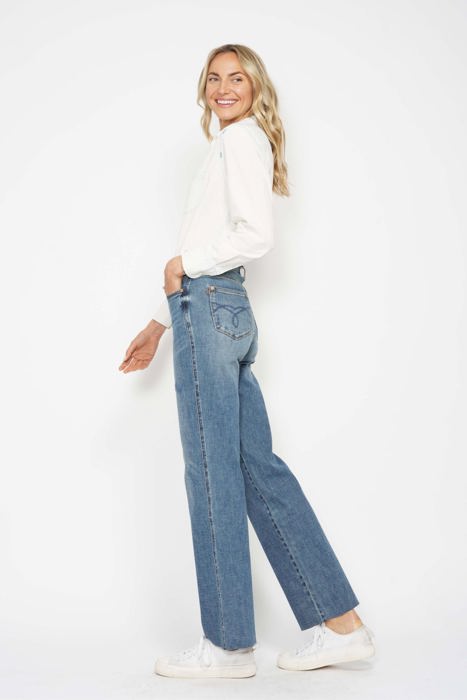 Judy Blue High Waist "Tummy Control" Raw Hem Straight Denim 88848 - Plus