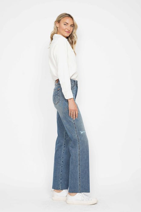 Judy Blue High Waist "Tummy Control" Raw Hem Straight Denim 88848 - Plus