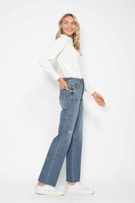 Judy Blue High Waist "Tummy Control" Raw Hem Straight Denim 88848 - Plus