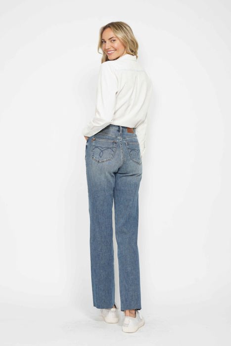 Judy Blue High Waist "Tummy Control" Raw Hem Straight Denim 88848 - Plus