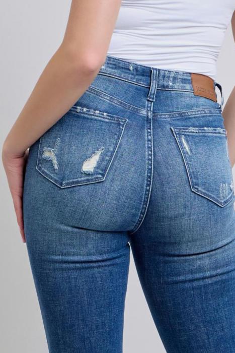 Judy Blue High Waist Contrast Wash Destroy Flare Denim 88383 - Plus