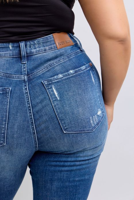 Judy Blue High Waist Contrast Wash Destroy Flare Denim 88383 - Plus