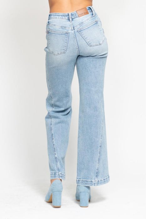 Judy Blue High Waist Side Seam Insert Detail Retro Wide Leg Denim 88766 - Plus