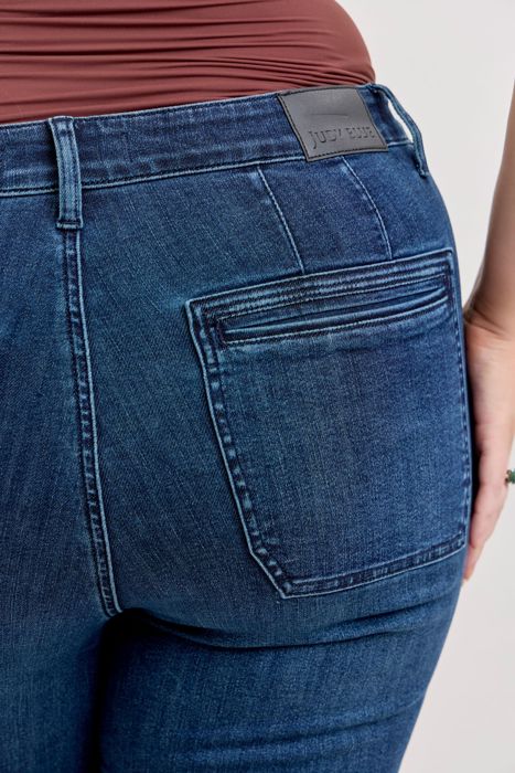 Judy Blue High Waist Mitered Pocket & Pintuck Flare Denim Jeans 881079 - Plus
