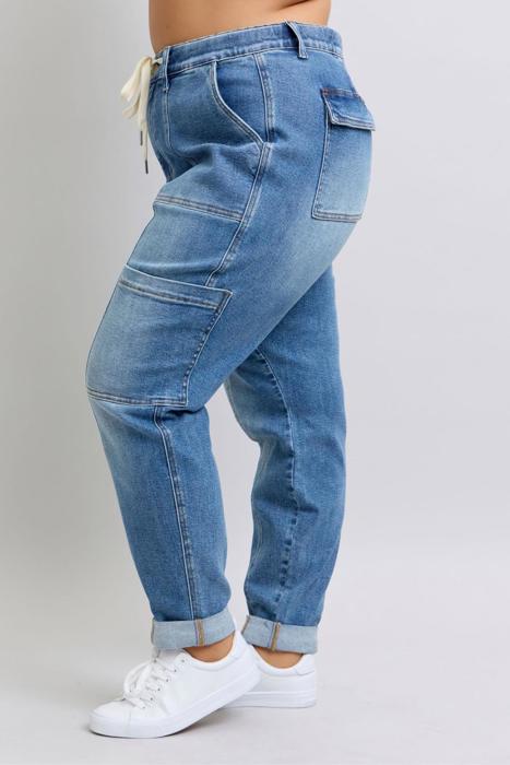 Judy Blue High Waist Cargo Cuff Jogger Denim Jeans 88909 - Plus