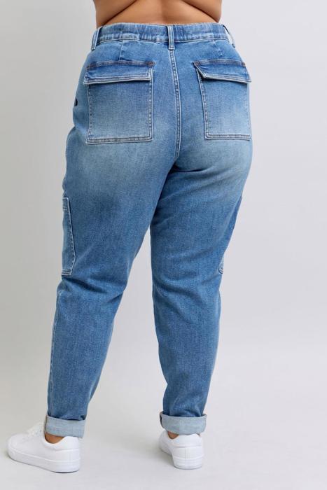 Judy Blue High Waist Cargo Cuff Jogger Denim Jeans 88909 - Plus