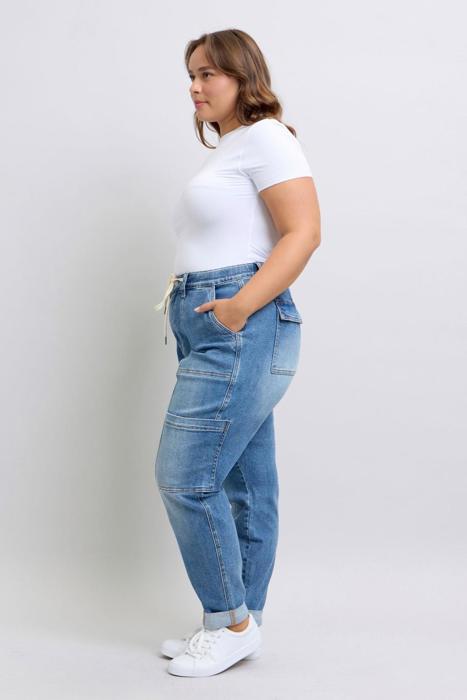 Judy Blue High Waist Cargo Cuff Jogger Denim Jeans 88909 - Plus