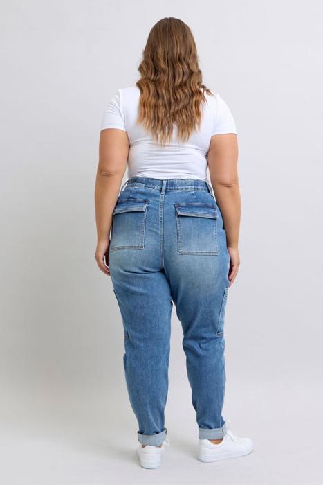 Judy Blue High Waist Cargo Cuff Jogger Denim Jeans 88909 - Plus