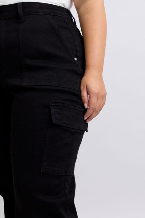 Judy Blue High Waist Cargo Wide Leg Black Denim Jeans 88886 - Plus