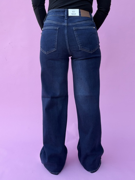 Judy Blue High Waist Lux Dark Retro Wide Leg Jeans