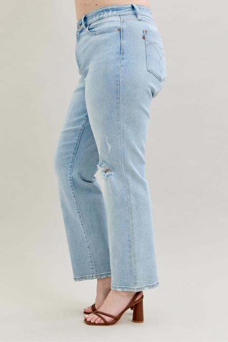 Judy Blue High Waist 90's Back Rip Straight Denim Jeans 82600 - Plus