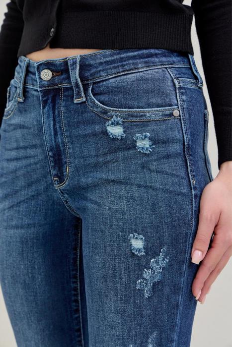 Judy Blue Mid Rise Hand Sand & Destroy Bootcut Denim Jeans 82541