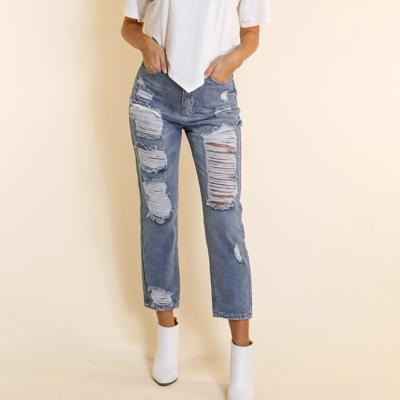 Southern Grace The Savannah Mid Rise Straight Fit Distressed Denim