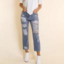  Southern Grace The Savannah Mid Rise Straight Fit Distressed Denim