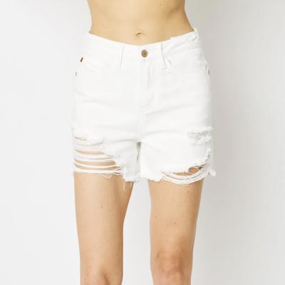 Judy Blue High Waist Rigid Magic Destroy White Denim Short 150264