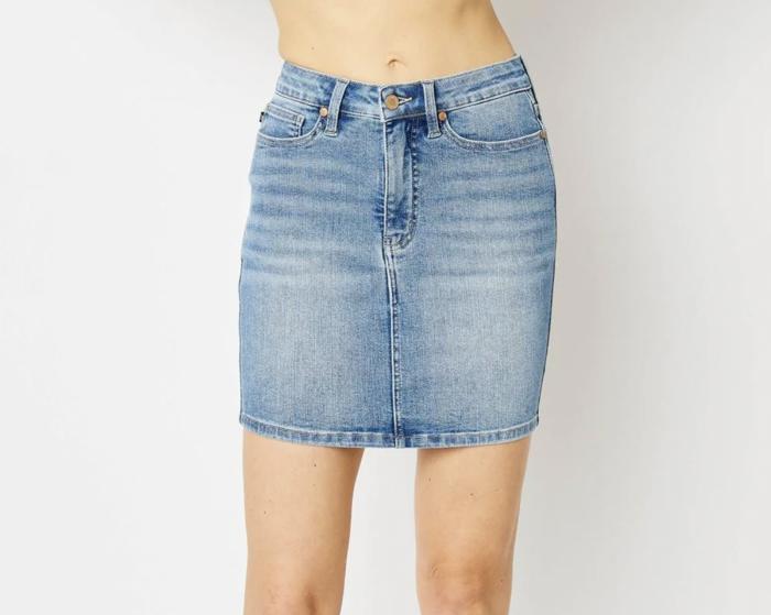 Judy Blue High Waist Tummy Control Denim Skirt 2819