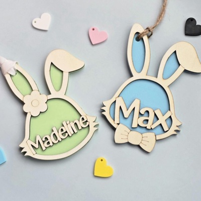 Personalized Wooden Easter Bunny Name Tag