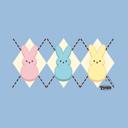 Small Light Blue Heather PEEPS® Argyle Tee | Bunny Vintage T-Shirt – Retro Easter Graphic Tee | Officially Licensed Spring Nostalgia Shirt