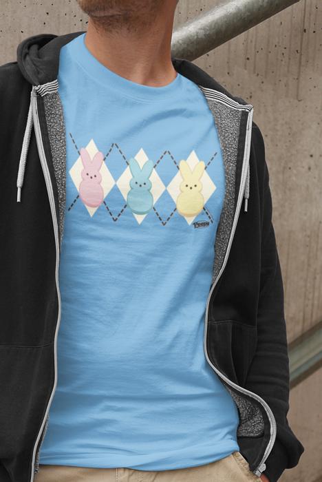 PEEPS® Argyle Tee | Bunny Vintage T-Shirt – Retro Easter Graphic Tee | Officially Licensed Spring Nostalgia Shirt