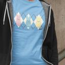 Small Light Blue Heather PEEPS® Argyle Tee | Bunny Vintage T-Shirt – Retro Easter Graphic Tee | Officially Licensed Spring Nostalgia Shirt