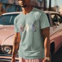 Small Seafoam PEEPS® Argyle Tee | Bunny Vintage T-Shirt – Retro Easter Graphic Tee | Officially Licensed Spring Nostalgia Shirt