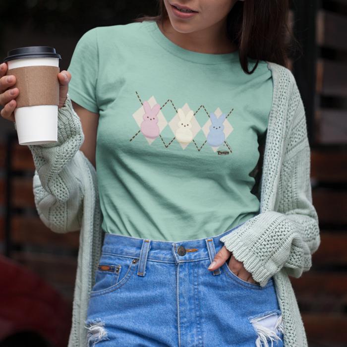 PEEPS® Argyle Tee | Bunny Vintage T-Shirt – Retro Easter Graphic Tee | Officially Licensed Spring Nostalgia Shirt
