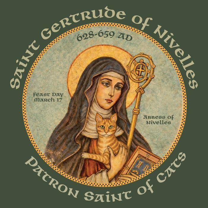 Saint Gertrude Patron Saint of Cats Graphic Tee