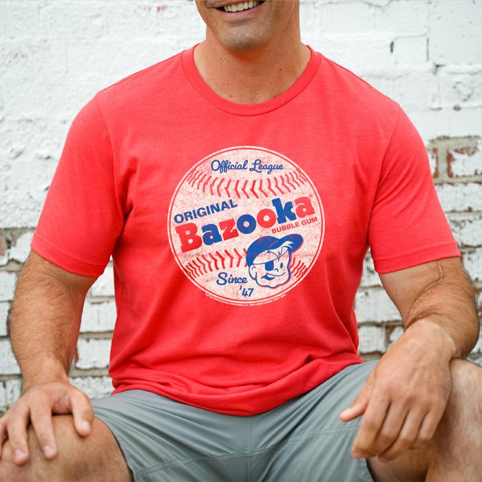 Bazooka® Official League Baseball Tee – Vintage Retro Candy T-Shirt