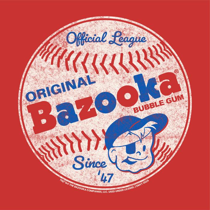Bazooka® Official League Baseball Tee – Vintage Retro Candy T-Shirt