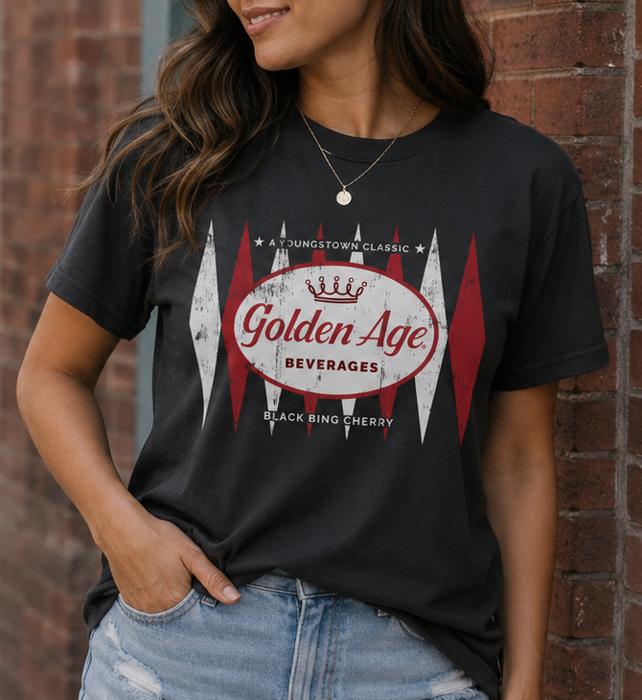 Golden Age Retro Black Bing Cherry Logo Tee | Vintage Soda Unisex Graphic T-Shirt