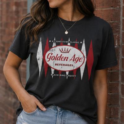 Golden Age Retro Black Bing Cherry Logo Tee | Vintage Soda Unisex Graphic T-Shirt