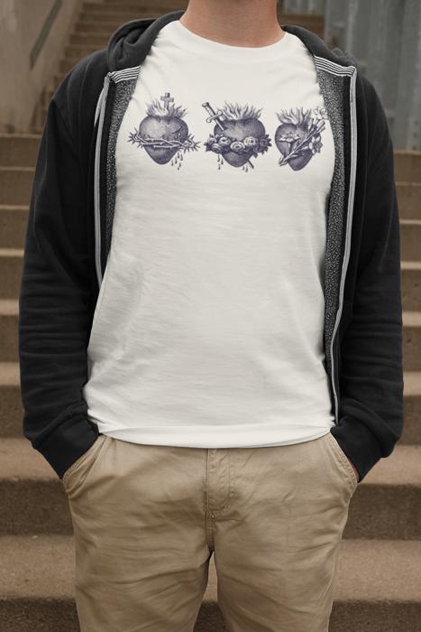Holy Family Hearts | 3 Hearts of the Holy Family Unisex Shirt