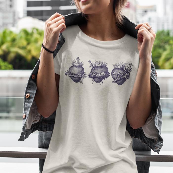 Holy Family Hearts | 3 Hearts of the Holy Family Unisex Shirt