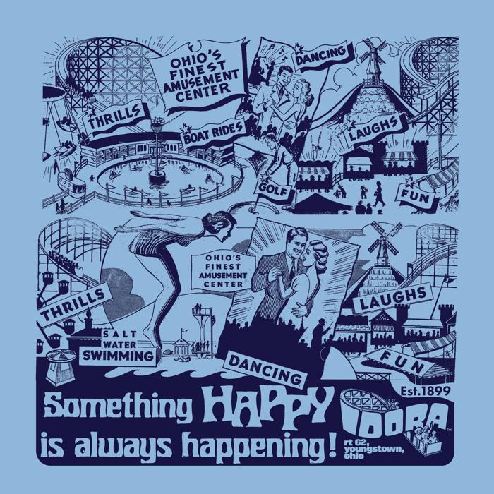 Idora Park 1930s Original Printer Block • Youngstown, OH Tee - Limited Edition Light Blue Tee