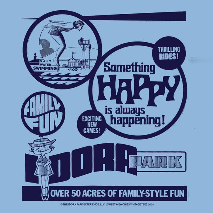 Idora Park 1930s Original Printer Block • Youngstown, OH Tee - Limited Edition Light Blue Tee