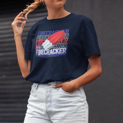 Popsicle® Firecracker Brand Colors T-Shirt – Vintage Red White & Blue Ice Pop Tee | Patriotic Summer Shirt | Americana Candy Apparel