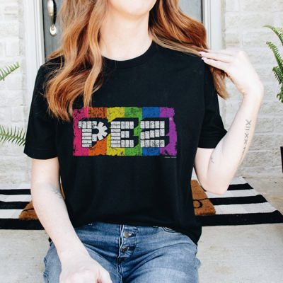 PEZ® 80s Neon Rainbow Tee – Vintage Candy Unisex Graphic T-Shirt