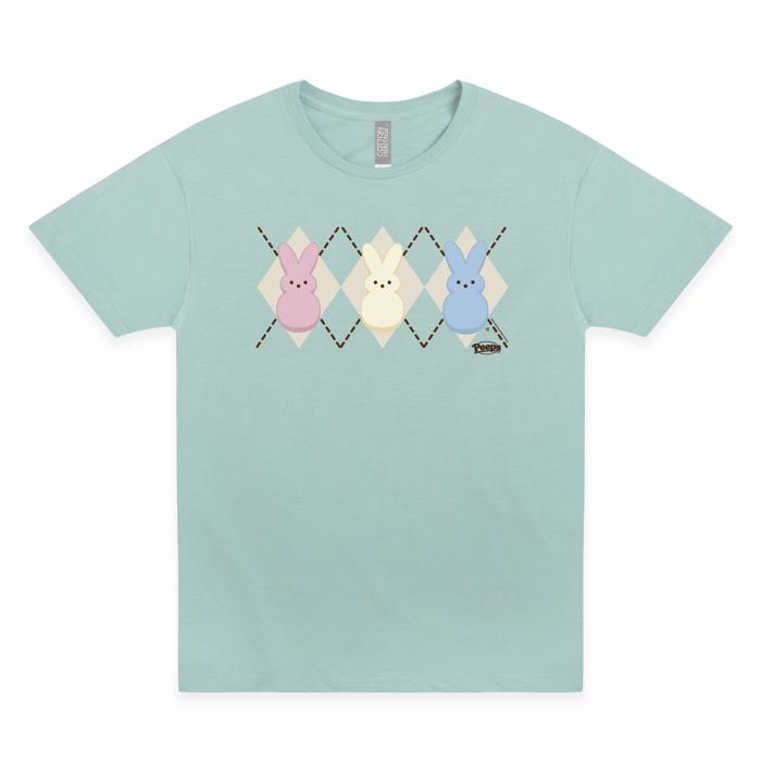 PEEPS® Argyle Tee | Bunny Vintage T-Shirt – Retro Easter Graphic Tee | Officially Licensed Spring Nostalgia Shirt